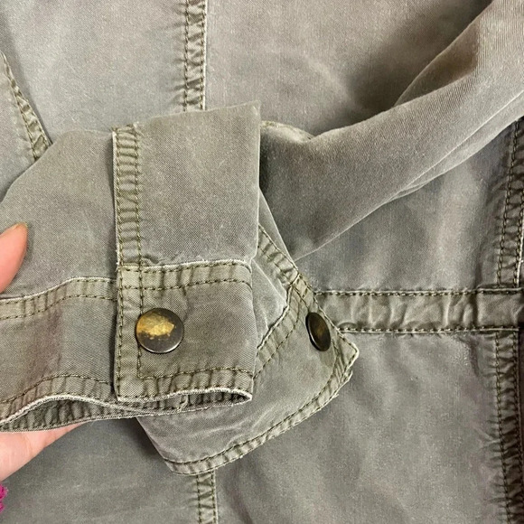 Hinge Green Rayon Blend Lightweight Full Zip Military Utility Jacket Sz XS - Picture 7 of 15